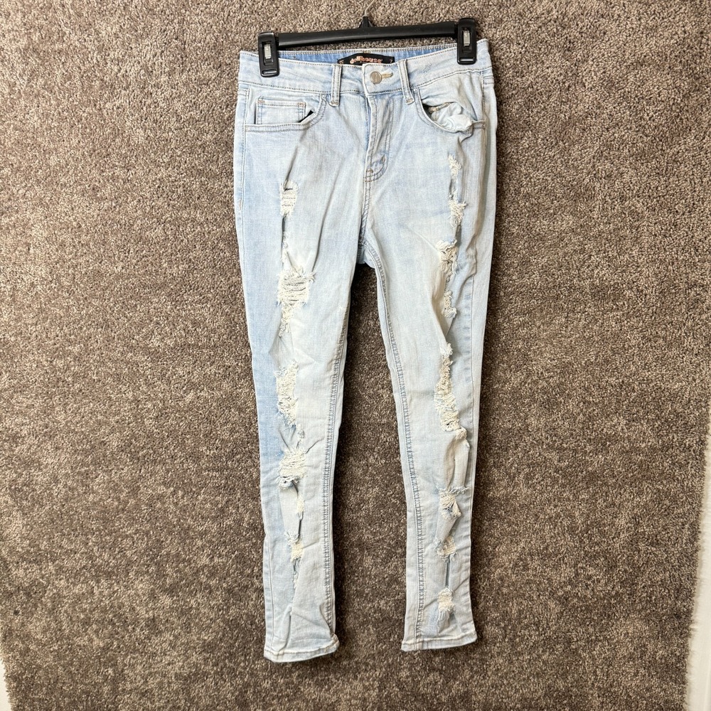 Dollhouse Womens Distressed Light‎ Wash Skinny Jeans Size 7